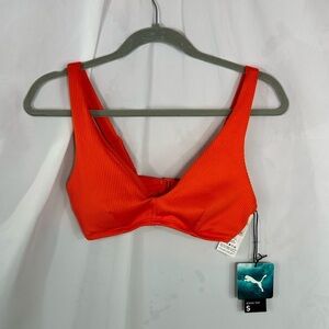NWT Puma orange ribbed bikini top size S